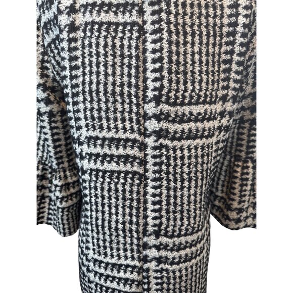 Zara Black & White Medium Textured Houndstooth Dress Bell Sleeve - Picture 13 of 16